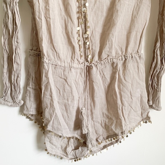 LoveShackFancy Beige Metal Trim Romper - Picture 4 of 7